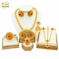 ANIID Ethiopian Gold Color 6pcs Jewelry Sets For Women Dubai Flower Shape Nigerian Luxury Necklace Jewellery Set Wedding Gifts
