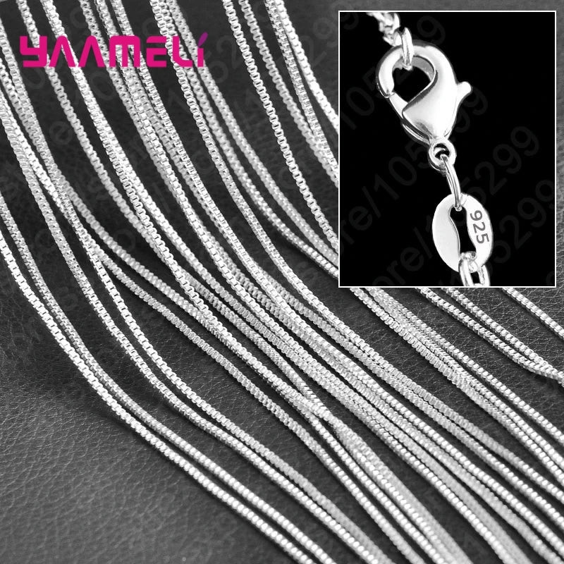 10PCS Wholesale Pure 925 Sterling Silver Color Charm Link Chain Necklace Jewelry with Strong Smooth Lobster Clasps 16-30 Inch