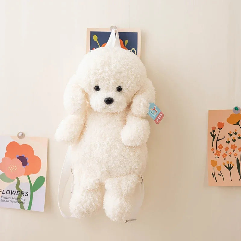 35/45CM Teddy Dog Backpacks Stuffed Animal Poodle Bag Plush Adjustable Schoolbags Kindergarten Plush Backpack Toys Gifts