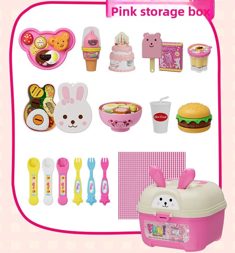 Little Bear Shape Pudding Feeding Set Pretend Play Early Education Lunch Box Pudding Toy Simulation Model Play House Toys Gifts