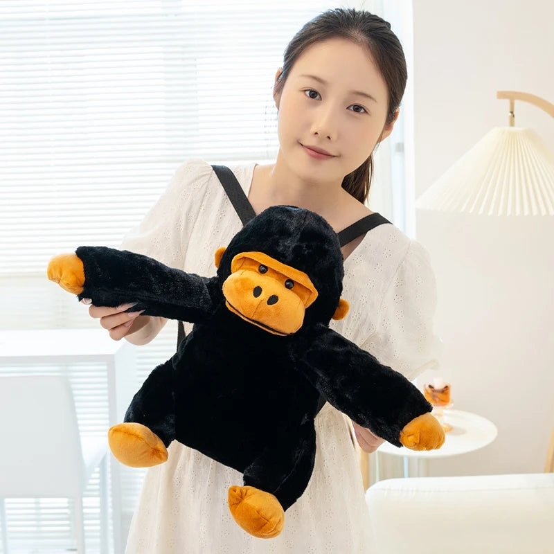 32CM Creative Gorilla Plush Backpack Cute Monkey Stuffed Doll Funny Student School Backpack Gifts