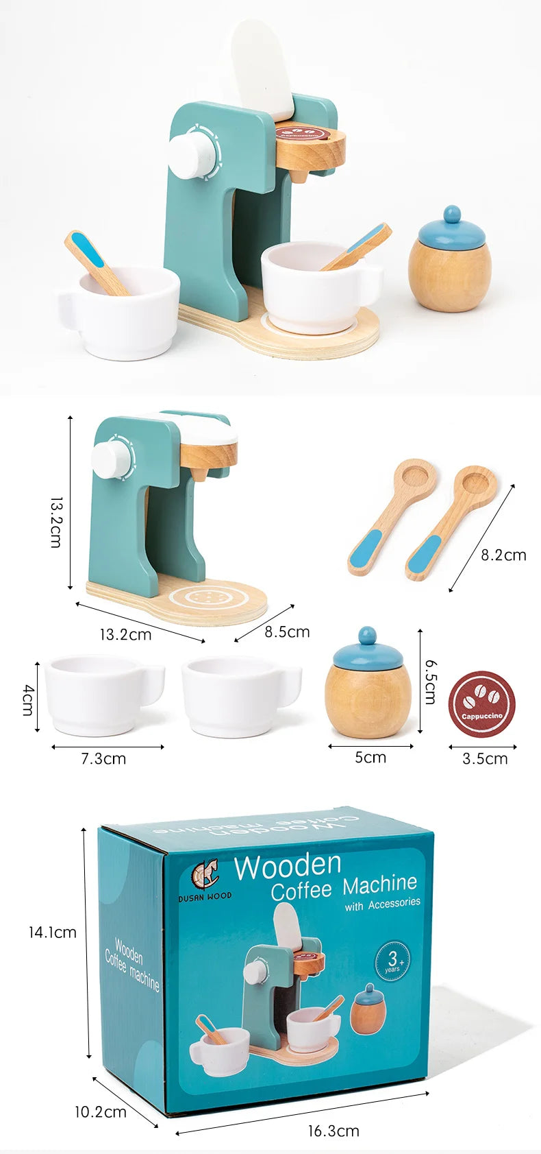 Wooden Kitchen Pretend Play Toy Simulation Wooden Coffee Machine Toaster Machine Food Mixer Baby Early Learning Educational