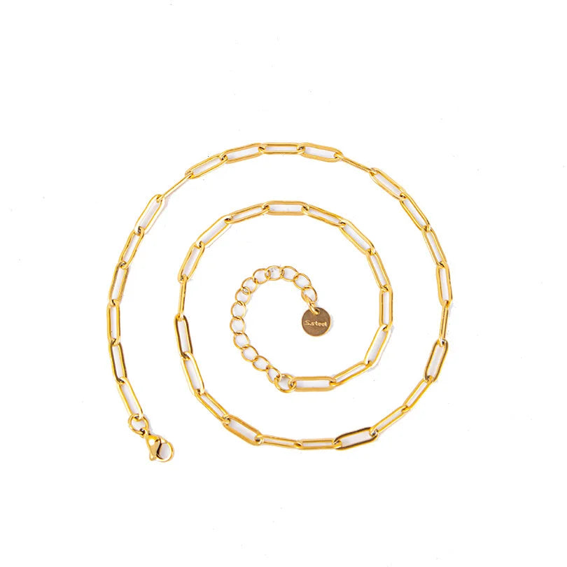 Length 40/45/50/60/70cm Geometric Hollow Stainless Steel Paperclip Chain Necklaces For Women Men Accessories Fashion DIY Jewelry