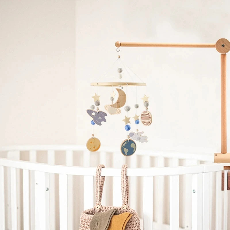 Baby Crib Cartoon Bear Mobile Rattle Toy January To December Hanging Bed Bell Newborn Soothing Toy Moving Musical Toy Baby Gift