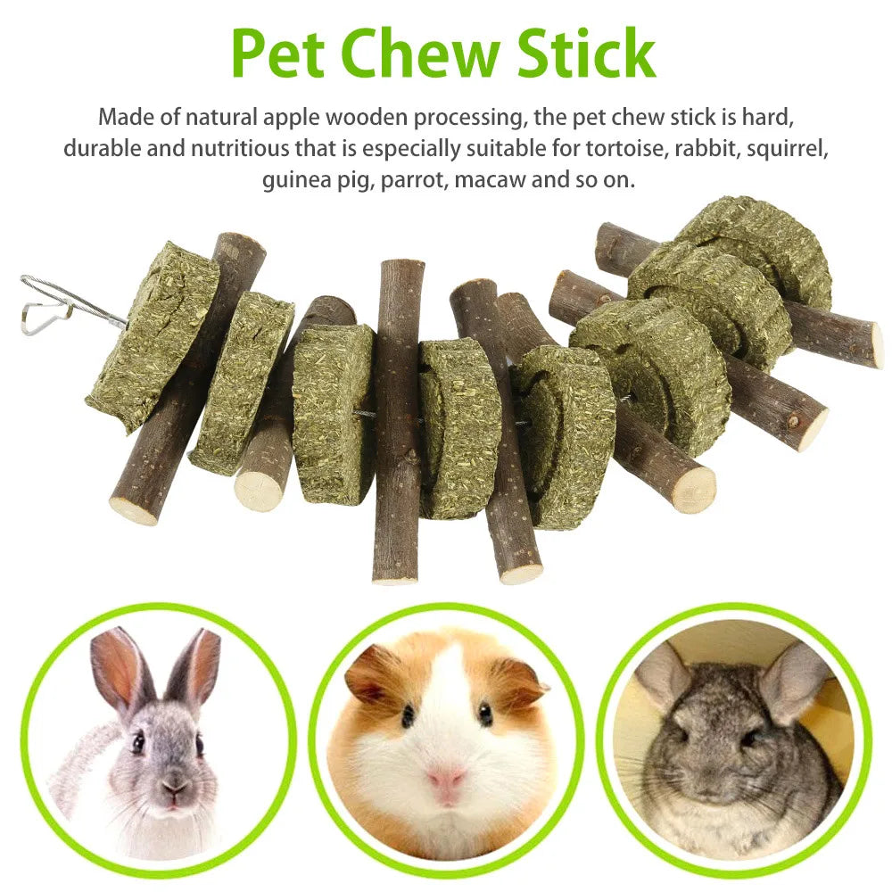 16pcs Small Animal Chew Toys Bundle For Rabbit Bunny Hamster Guinea Chinchillas Tooth Cleaning Molar Grinding Toys Pet Accessori
