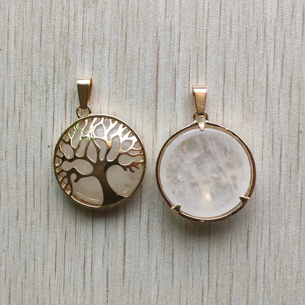 Wholesale 12pcs/lot Fashion Natural Stone Alloy Tree of Life Mix Pendants for Necklaces Jewelry Accessories Making Fast Shipping