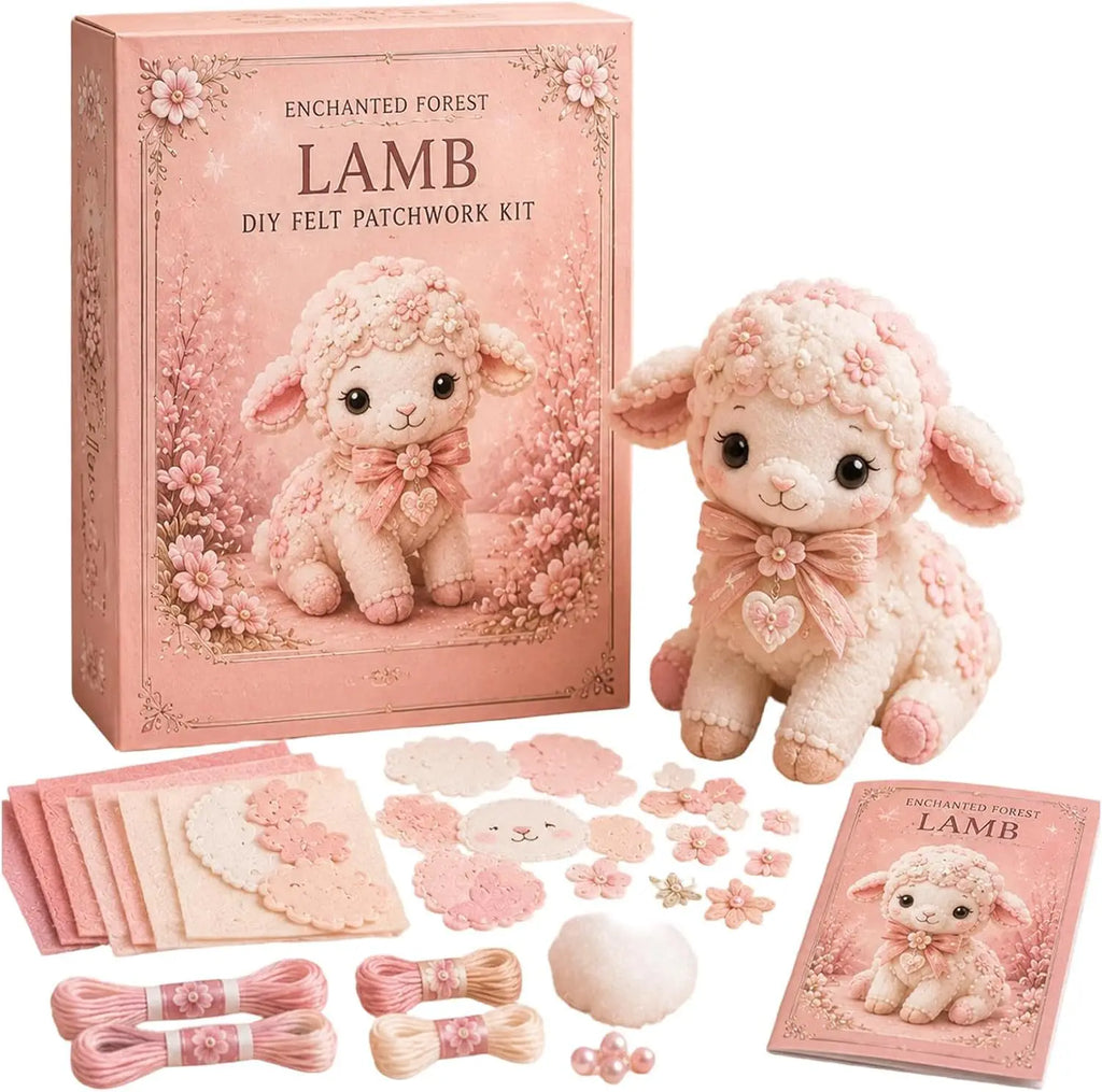 Pink Forest Friends DIY Patchwork Collection, All-Inclusive Sewing Kit to Make Cute Woodland Animals, Household Hobby Decor Gift