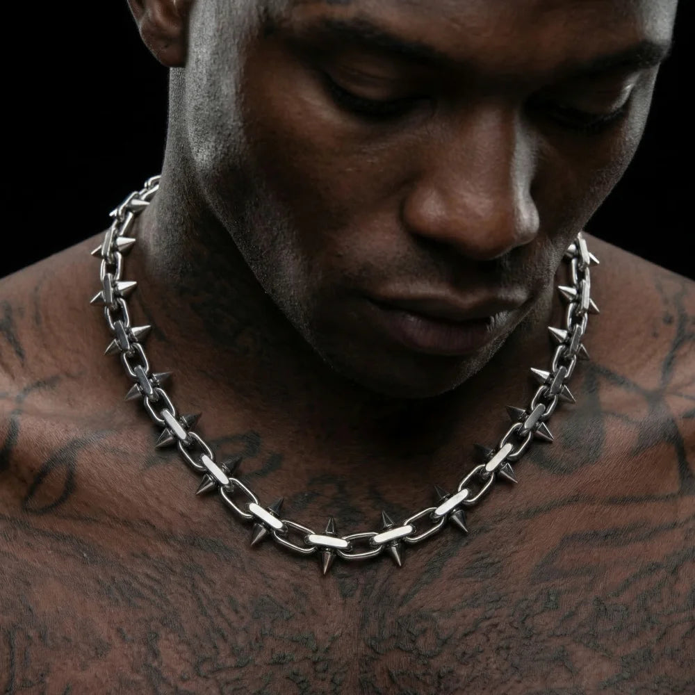 titanium steel Spike Necklaces Hip-hop Gothic Punk Style Barbed Chain Collar Choker For Men Women Jewelry Accessory