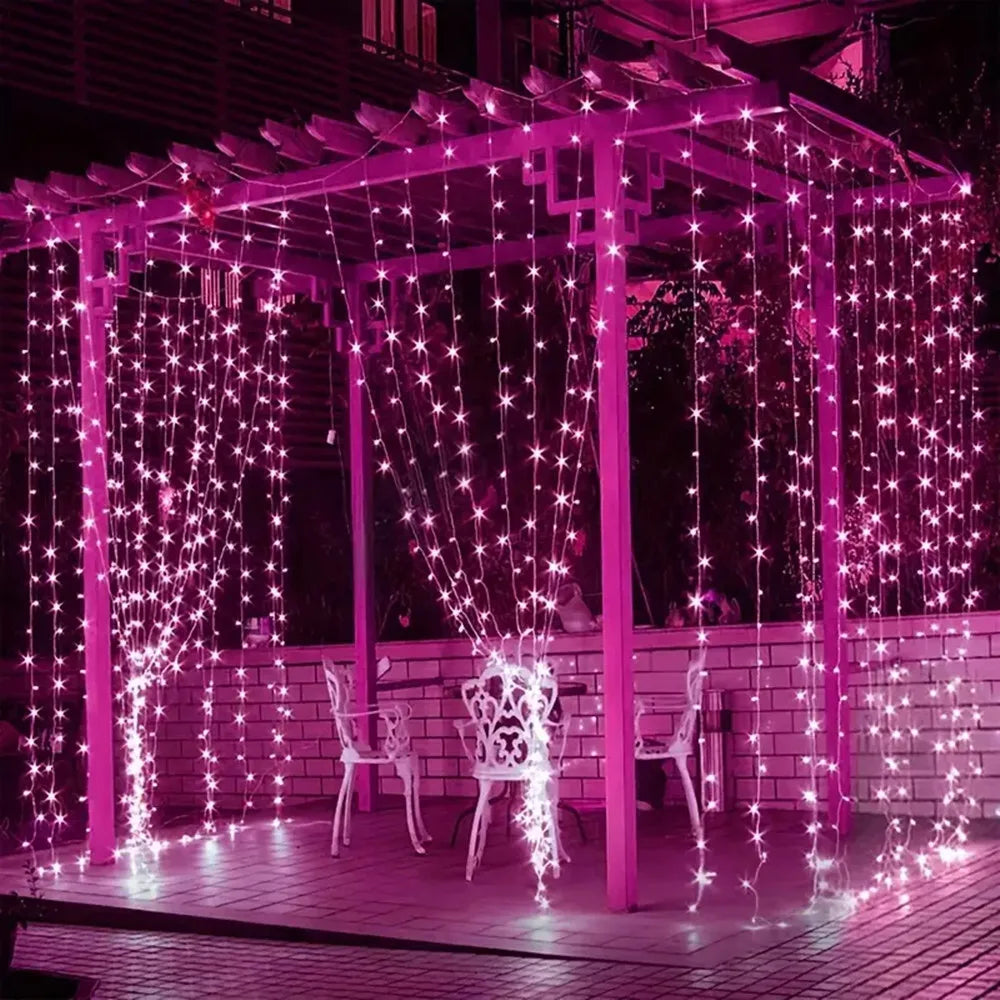 1pc 6x3/3x3/3x2/3x1m USB LED Curtain String Lights Bedroom Christmas Garland Fairy Lamp Wedding Party Home Decoration Lighting