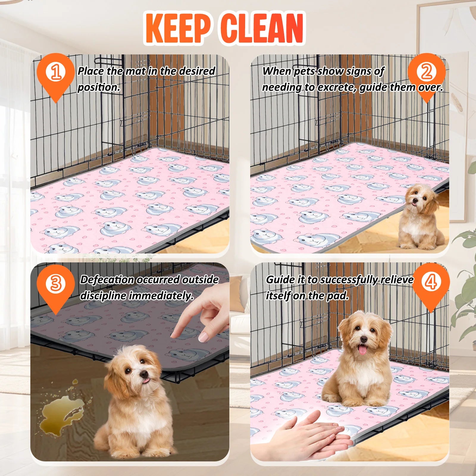 2Pcs Guinea Pig Cage Liner Reusable Washable Rabbit Absorbent Mat Waterproof Hamster Pee Pad for Guinea Pig Rabbit Hedgehog