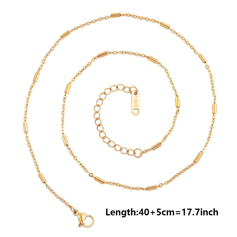 10pcs/Lot Gold Color Stainless Steel Chain 45cm Adjustable Necklace Width 1.2/1.5/1.6/2.2/2.5/3mm Men Women Jewelry Chain Bulk
