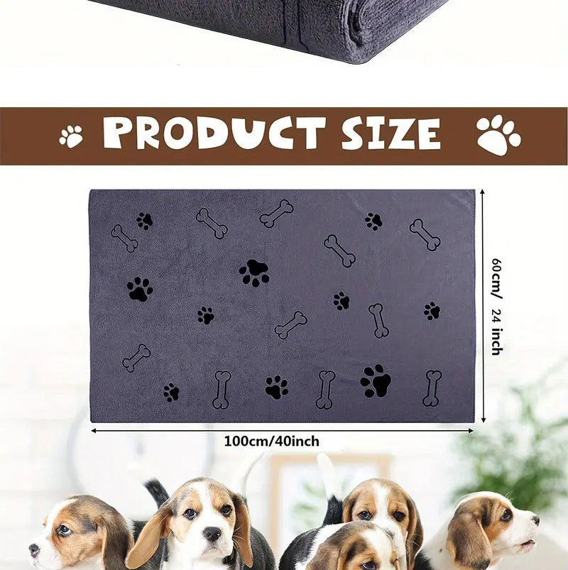 Microfiber Pet Printing Absorbent Towel Thickened Puppy Quick-drying Dog Claw Bath Towel, Pet Bath ProductsAbsorbent Medium Dogs