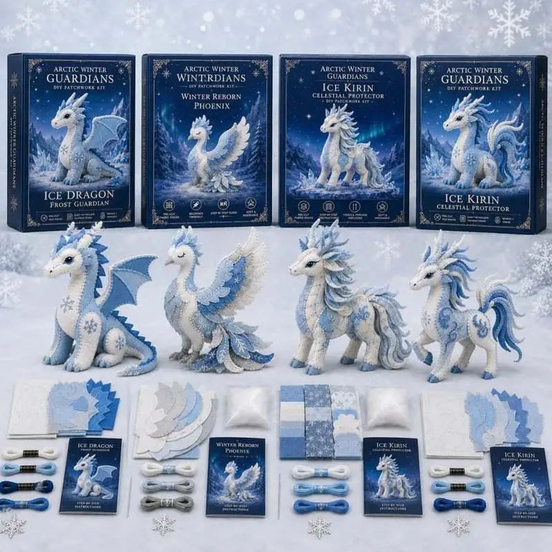 Arctic Winter Guardians DIY Patchwork Kit 3D Stuffed Animals Mythical Creature Pre-Cut Handmade Craft Kit For Home Decor Gift