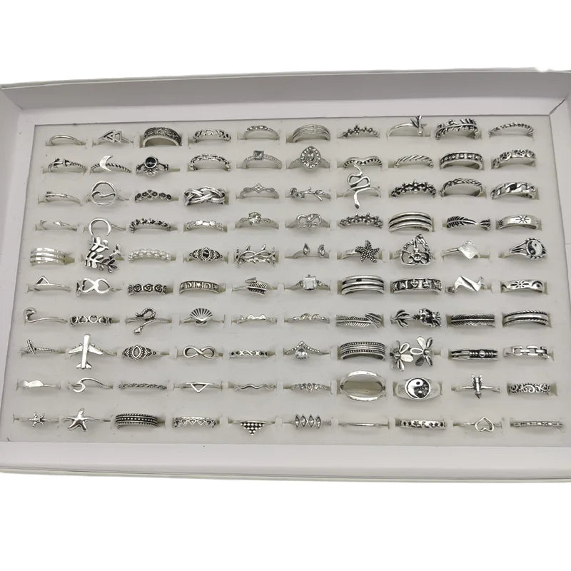 50000 Style Different Finger Rings Wholesale In Stock 100pc/Lot Hot Vintage Silver Gold Color New Alloy Joint Ring Party Women