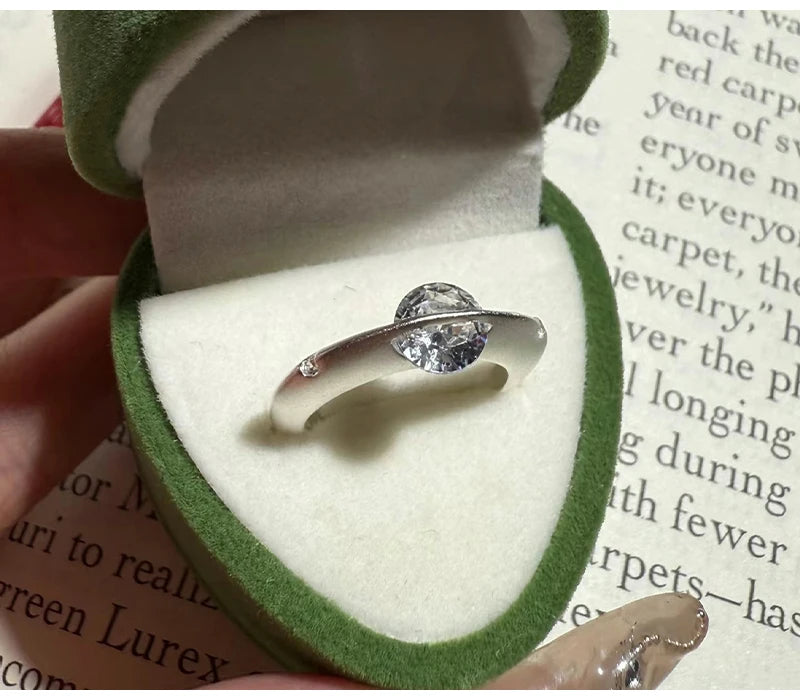 So-Bling 925 Sterling Silver Moissanite Rings Rotating Universe Star Ring with White Gold Plated Lab Diamond Eternity Band Rings