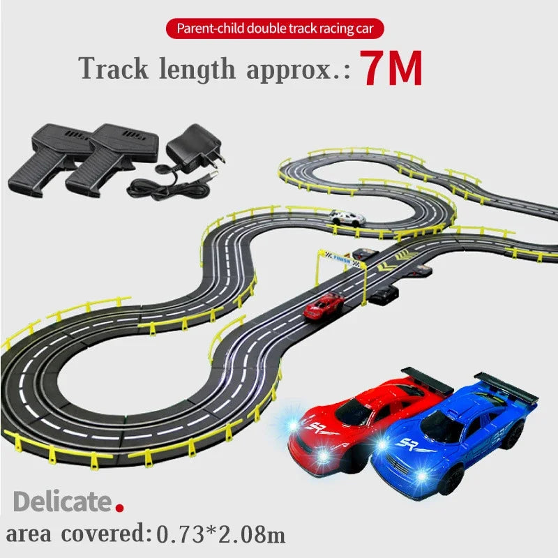 Electric Slot Track Set,1:43 Scale Dual Control Racing Car Toy, Large Double Player Racing Track Vehicle Gift for Boys Ages 8-10