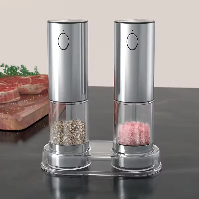 USB Rechargeable Automatic Pepper Grinder Salt And Pepper Mill Adjustable Coarseness Spice Grinder with LED Light for Kitchen