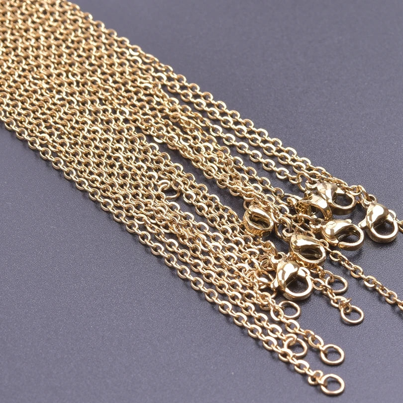50/60cm Wholesale Stainless Steel Rolo Link Chain Necklaces For Women Men Accessories 10/20/30pcs/Lot Metal Necklace DIY Jewelry