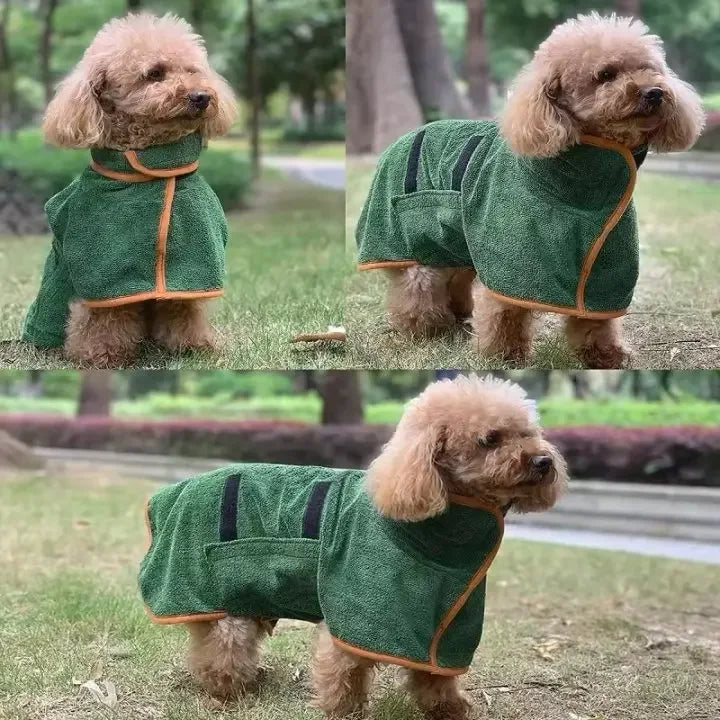 Fast Drying Dog Bathrobe, Microfiber Absorbent Soft Pet Bath Towel Grooming Coat for All Sizes