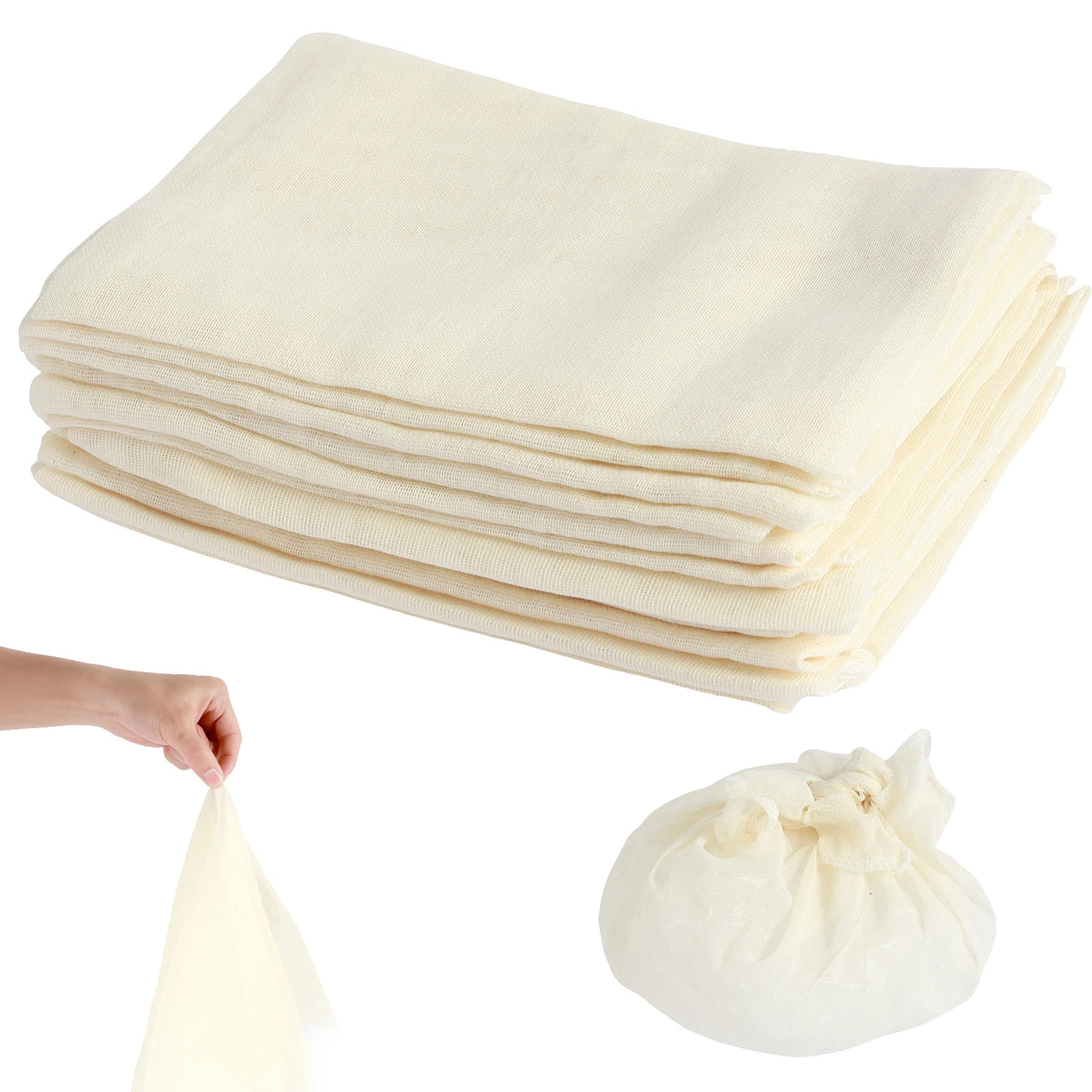 12Pcs Cheese Cloths Natural Unbleached Cotton Cheesecloth 20 Inch Square Cheese Cloths Reusable Organic Kitchen Fine Mesh Strain