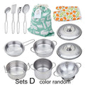 Children Metal Stainless Steel Material Pretend Play Food Kitchen Cookware Set Toy Mini Cooking Game Pot Shovel Kid Kitchen Toys