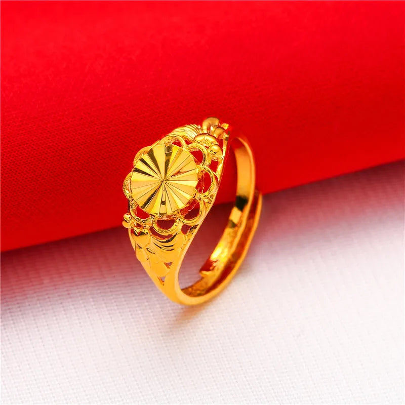 ANIID Dubai Gold Color Ring For Women Resizable Brazilian Wedding Bride Arabic Ethiopian Finger Ring Nigerian Jewellery Moroccan