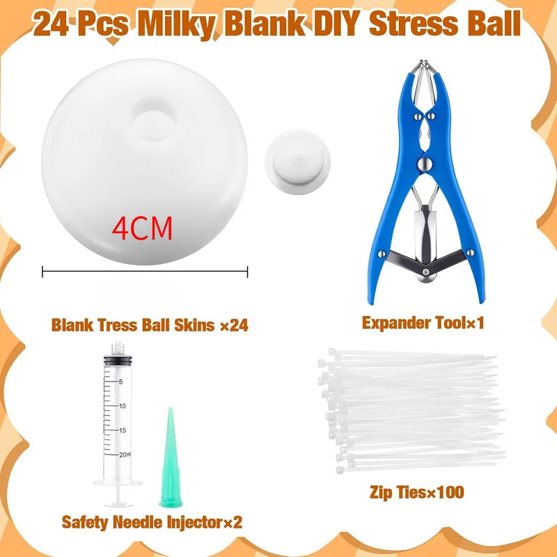12/24Pcs DIY Ball Making Kit, Blank Ball Skin, Stress Relief Squishy Empty Ball Skin, Water Ball DIY Sensory Play Supplies