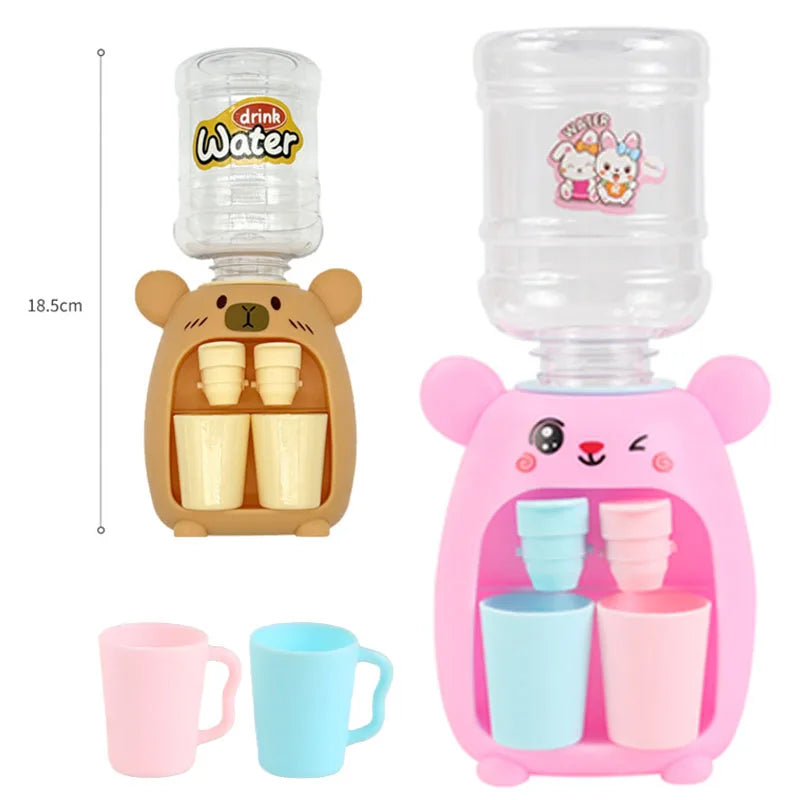 Children Cute Kapibara Water Dispenser Toy with Dual Cup Cartoon Cold/Warm Water Juice Drinking Fountain Simulation Kitchen Toys
