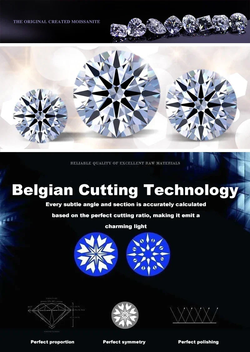 3mmx7PCS Round Moissanite Ring 18K White Gold Plated 925 Sterling Silver Fine Jewelry Wedding Engagement Rings for Women Man