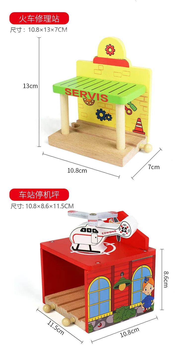 Wooden Train Track Accessories Wood Railway Track Train Station Bridge Tunnel Compatible All Brands Wooden Track Toys