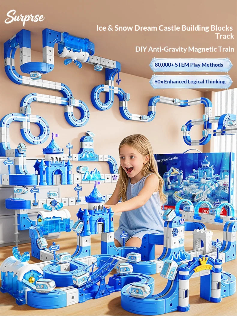 Magnetic Race Track Building Blocks Set DIY Assembled Castle Track Car Toy Creative Magnetic Track Vehicle Construction Kit