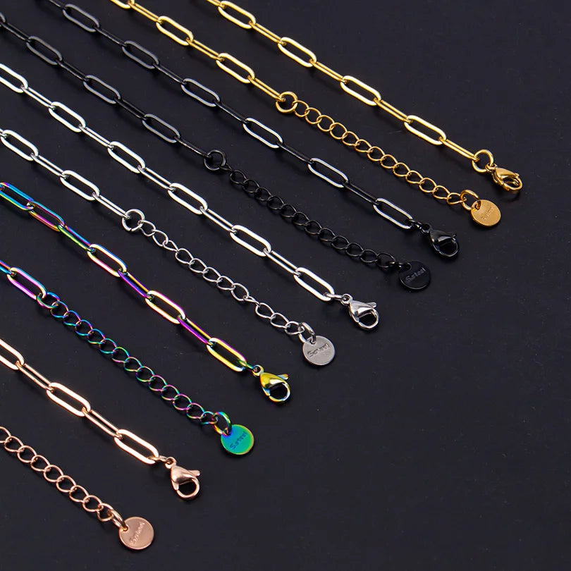 Length 40/45/50/60/70cm Geometric Hollow Stainless Steel Paperclip Chain Necklaces For Women Men Accessories Fashion DIY Jewelry