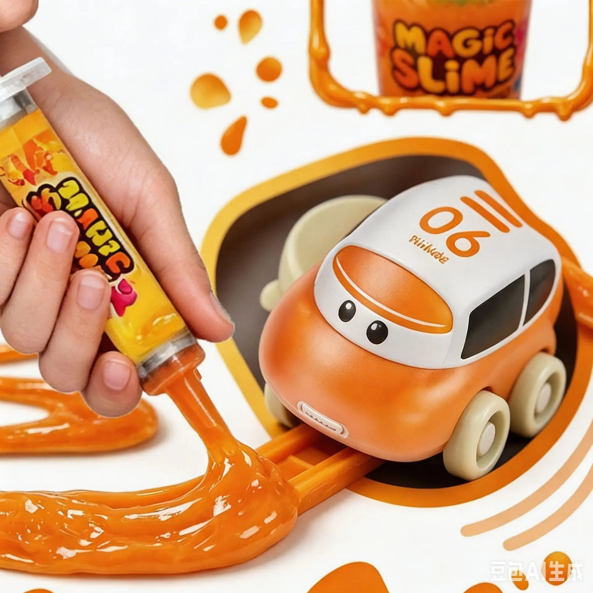 DIY Slime Track Car Set, Draw Your Own Track with Non-Toxic Paste, Electric Toy, Creative Stress Relief Gift