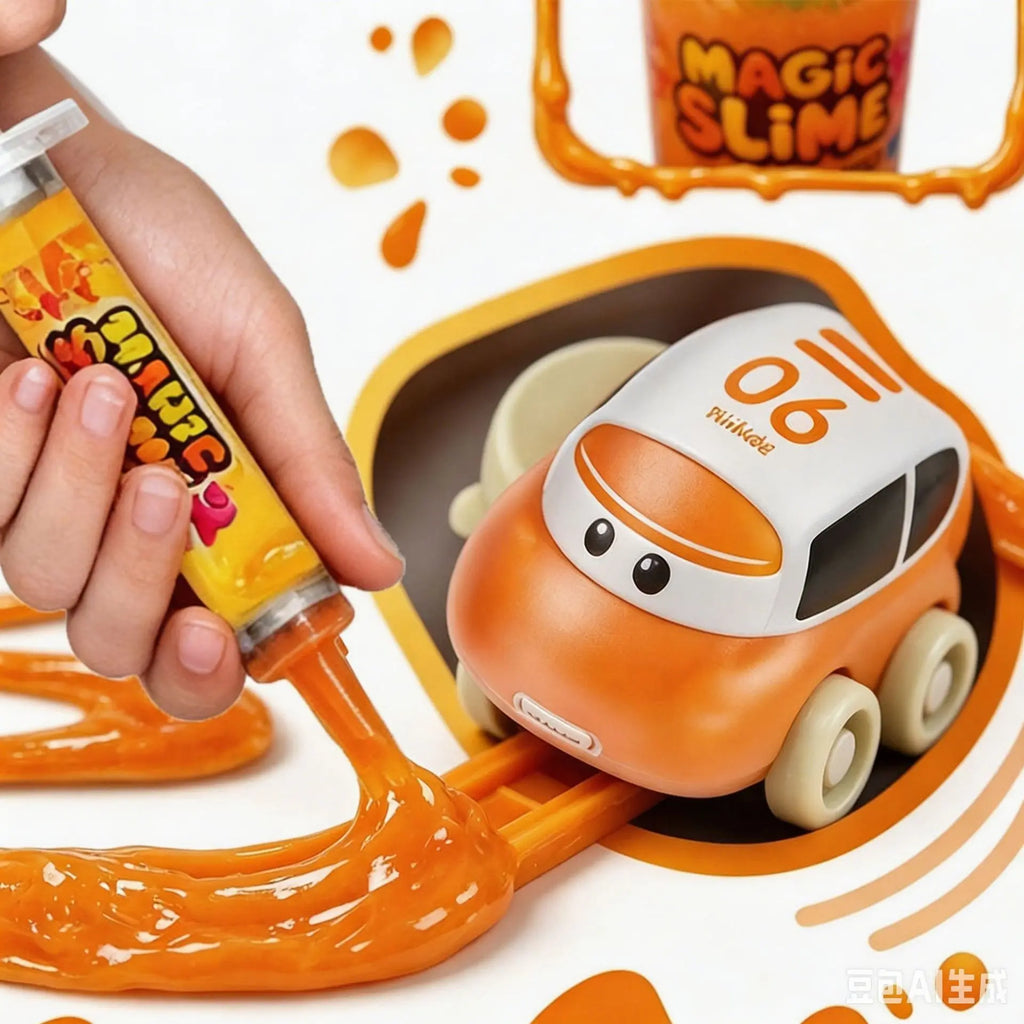 DIY Slime Track Car Set, Draw Your Own Track with Non-Toxic Paste, Electric Toy, Creative Stress Relief Gift
