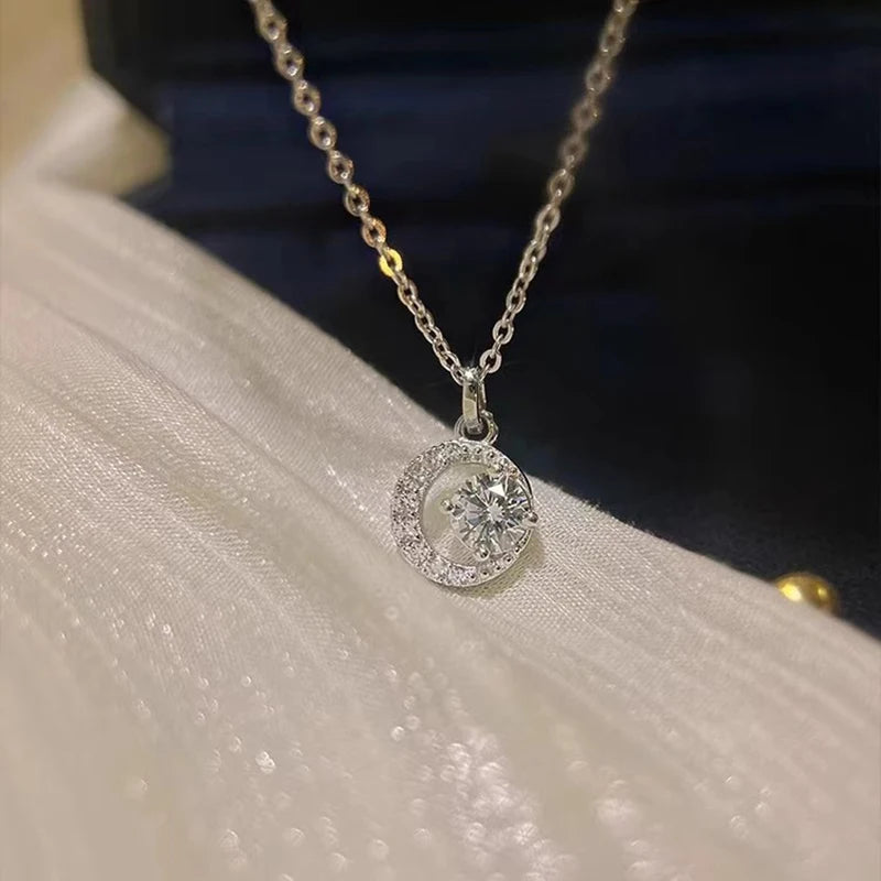 Fashion Luxury Trendy Classic 1ct GRA Moissanite Irregular Sqaure Necklace For Charm Women 925 Silver Party Jewelry Gift