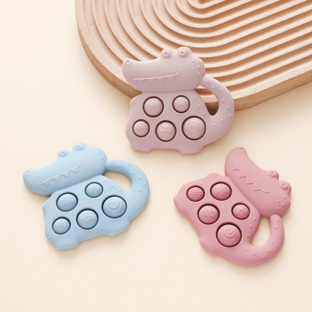 1pc Silicone Baby Toys 0-12 Baby Teether Toys Baby Fidget Toys Teething Sensory Toys Silicone Hand Bell Silicone Soothing Toys