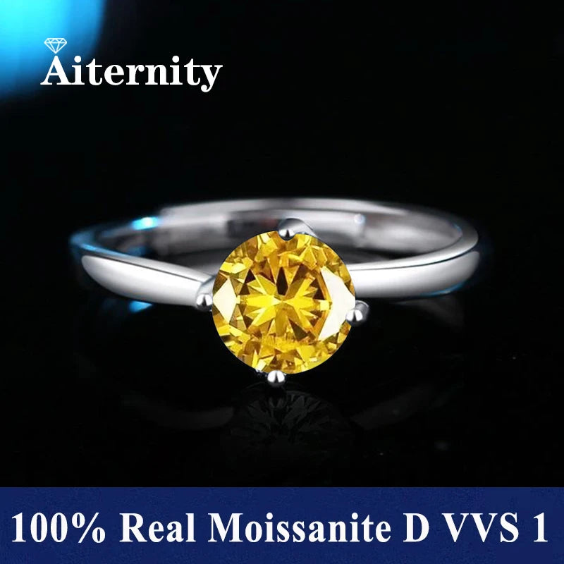 Men And Women's Moissanite Wedding Ring D VVS1 Adjustable Size S925 Silver GRA Certificate Wedding Ring
