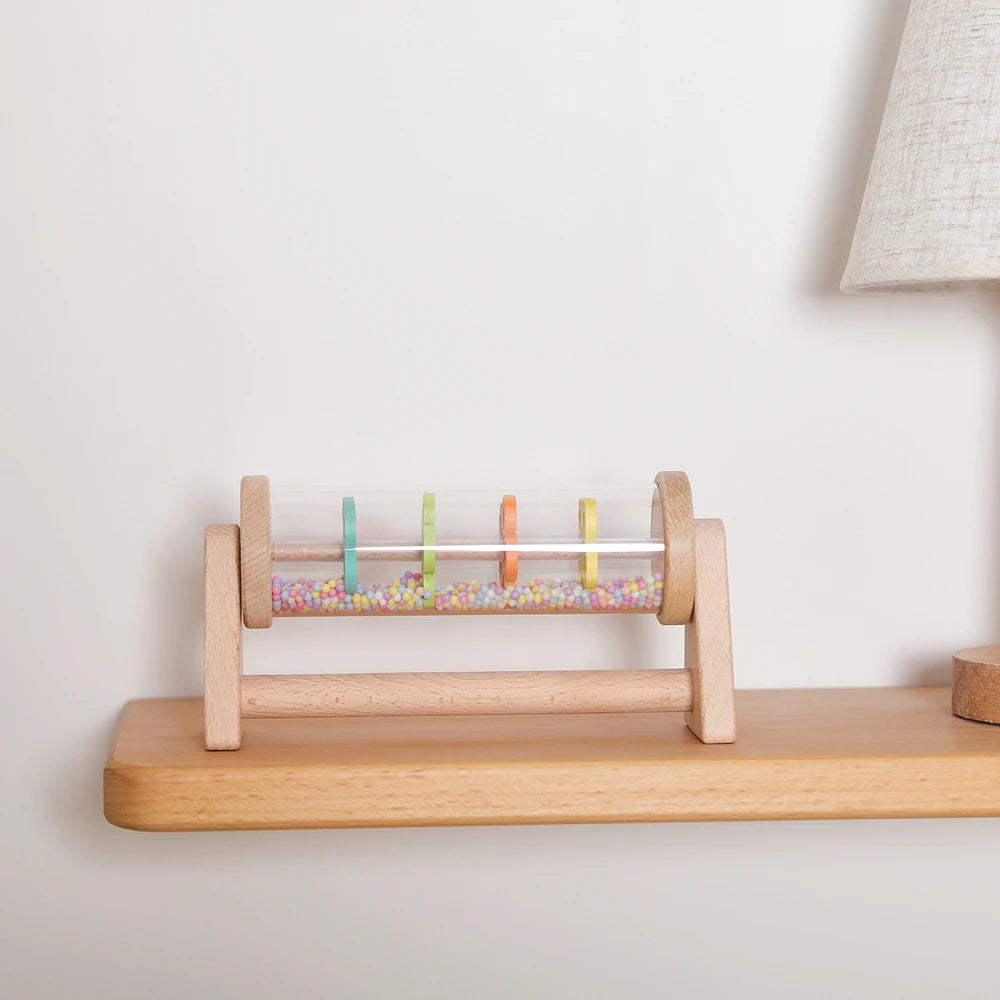 Wooden Rainmaker Toy for Babies Soothing Rain Sound Easy to Grasp Smooth Burr Free Water Based Paint Two Ways to Play Baby Gifts