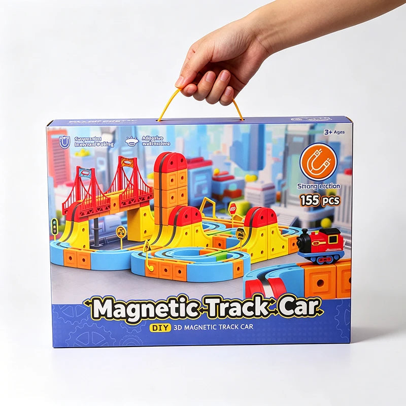 Children's Magnetic Car Track DIY Magic Railway Electric Train Toy Creative for 3 Year Boys Girls Kids Christmas Birthday Gifts