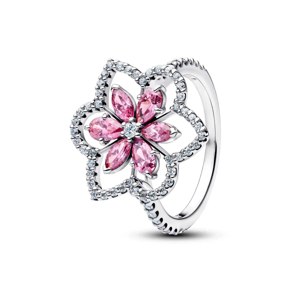 Hot Sales 925 Sterling Silver Pink Flower heart Ear Stud Ring Pendant Bead fit DIY Women's Bracelets Necklaces Jewelry Gifts