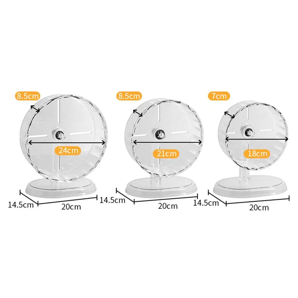 Silent Widened Transparent Running Wheel for Hamsters Small Pet Roller Bearing Support Toy Exercise Equipment for Rodents