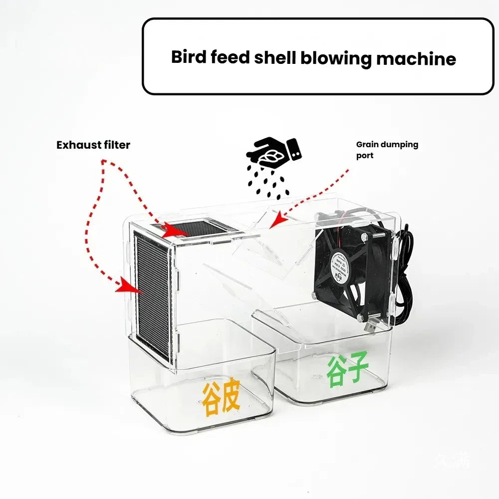 Bird Feed Shell Blowing Machine,No Assembly Required Husk Remover Wind Sheller Bird Seed Cleaner Machine, With Adjustable Speed