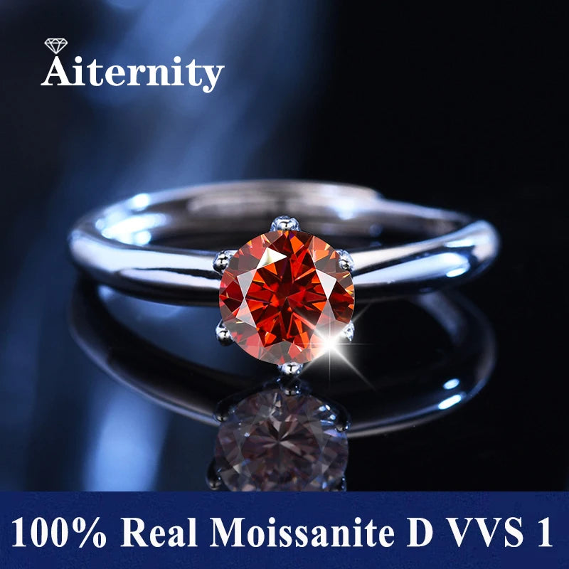 100% Real Moissanite Ring D VVS1 Pass Diamond Test Pen Adjustable Size S925 Sliver GRA Certificate Wedding Rings for Women