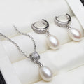 Natural Freshwater Pearl Necklace And Earrings Set Woman,Luxury 925 Silver Pearl Jewelry Set Wife Mother Birthday Gift White