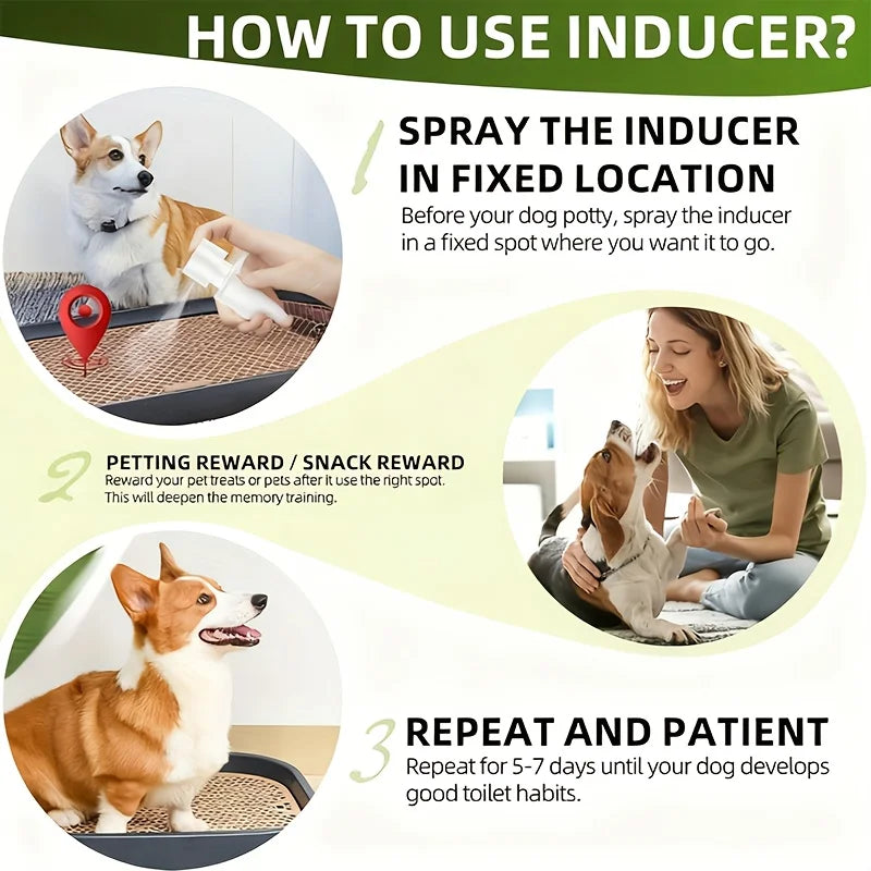 Instant Positioning Guide——Professional Pet Toilet Training Spray, Using Mild Pheromone Scent Signals to Help Puppies and Kittens Quickly Identify the Correct Indoor Location, Creating a Clean, Fast, and Mess-Free Daily H