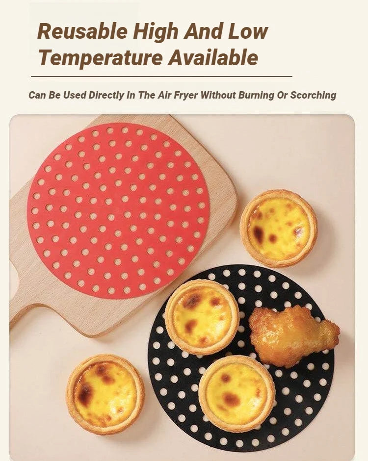 Reusable Silicone Air Fryer Mat Non Stick Baking Pad Inner Liner Cooking Bakeware Oil Cake Grilled Saucer