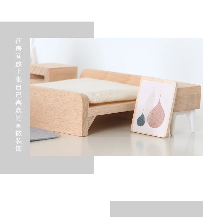 Wooden Play House Toy Set Mini Dollhouse Simulated Furniture Decoration Set Bedroom Kitchen Items Table And Chairs Accessorie