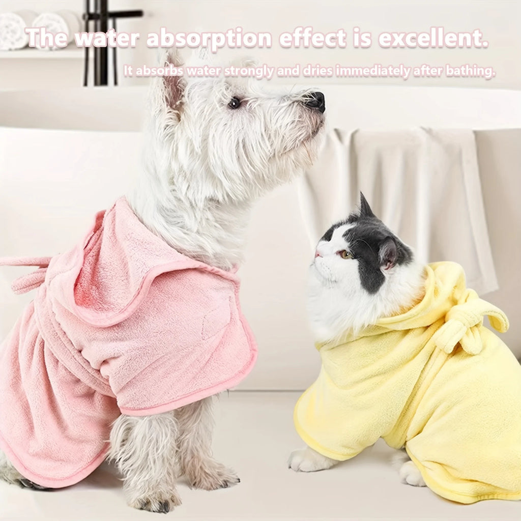 Quick Drying Soft Pet Bath Towel Robe Absorbent Soft Pet Bathrobe Dog Bath Towel for Small Medium Dogs and Cats