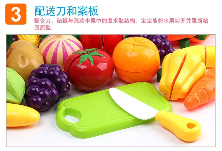 Children Kitchen Pretend Play Set Simulation Cutting Fruit Vegetable Food Cooking Miniature Thing Interactive Girl Kid Gift Toy