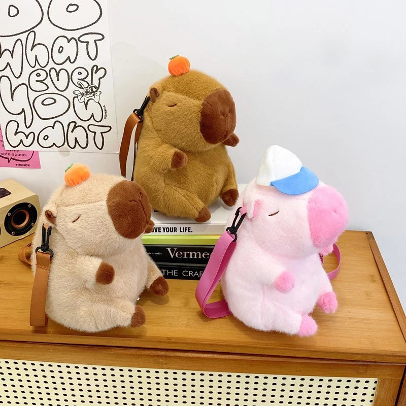 New Capybara Plush Backpack Capybara Crossbody Bag Bag Large Capacity Cute Doll Guinea Pig Doll Boys Girls Birthday Gifts